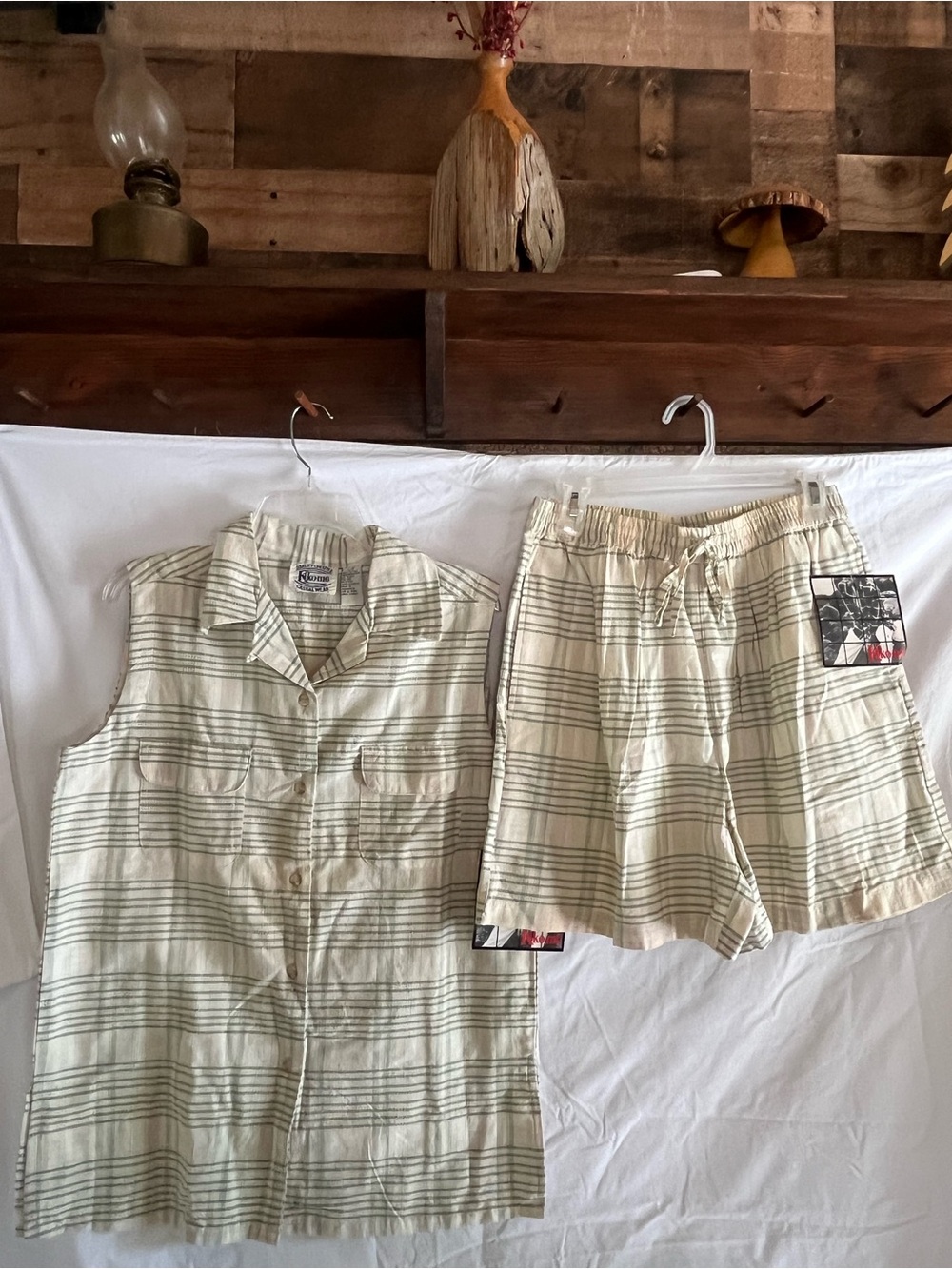 KiKoMo Stretch-Blend Stripe Shorts and matching top - NWT